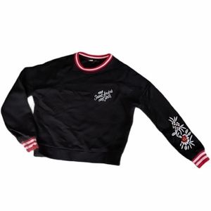 EUC Maje Embroidered Crew Neck Tack Jersey Sweater